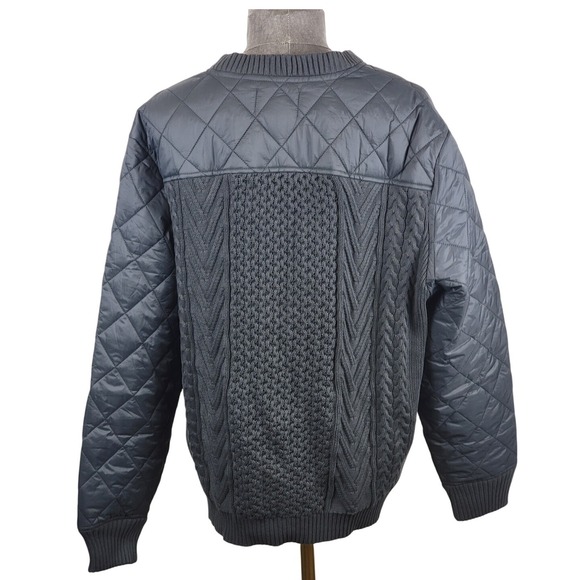 Sun Stone Jacket Mens XXL Black Cable-Knit Quilted Zip Up Outerwear Windbreaker - Picture 4 of 8